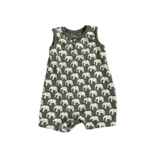3/20$ Baby GAP Green Elephant Print Sleeveless Short Romper size 0-3 months